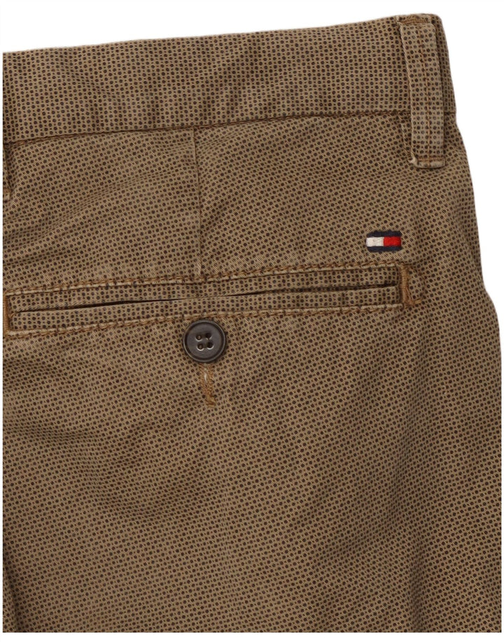 TOMMY HILFIGER Muške ravne chino hlače W34 L29 Smeđi pamuk na točkice