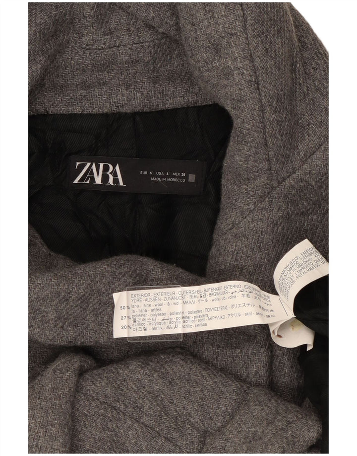 Zara ženska bomber jakna s kapuljačom UK 10 Mala siva vunena