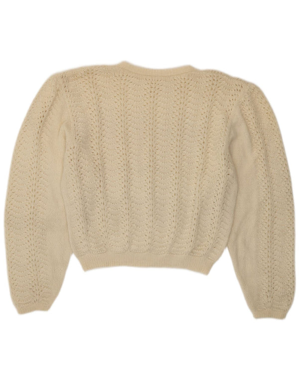 Vintage ženski džemper s okruglim izrezom UK 16 Large Off White