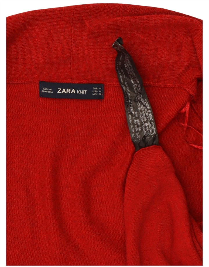 Zara ženski dugi otvoreni kardigan pulover UK 12 srednje crvene viskoze