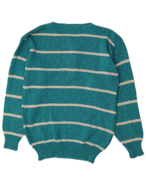 Nanette ženski džemper s dugmadima i ovratnikom UK 10 male tirkizne pruge