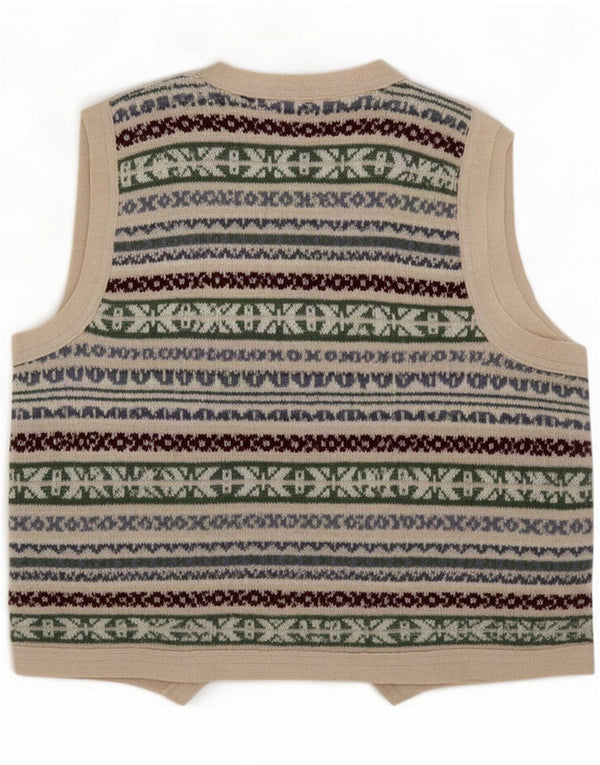 Vintage muški kardigan džemper bez rukava Medium Multicolored Fair Isle