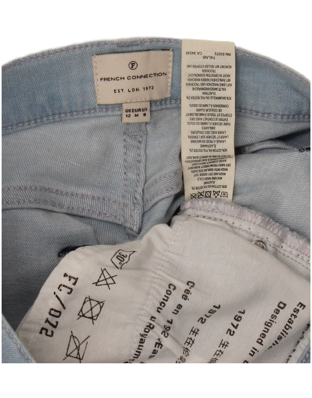 FRENCH CONNECTION Ženske uske traperice UK 12 srednje W30 L28 plavi pamuk