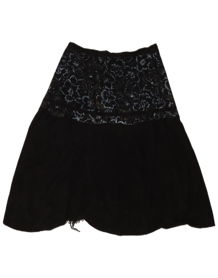 VINTAGE ženska suknja na preklop W30 srednje crna cvjetna