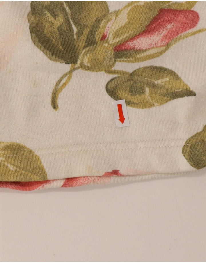 VINTAGE Ženska majica dugih rukava UK 16 Large Off White Floral Pamuk