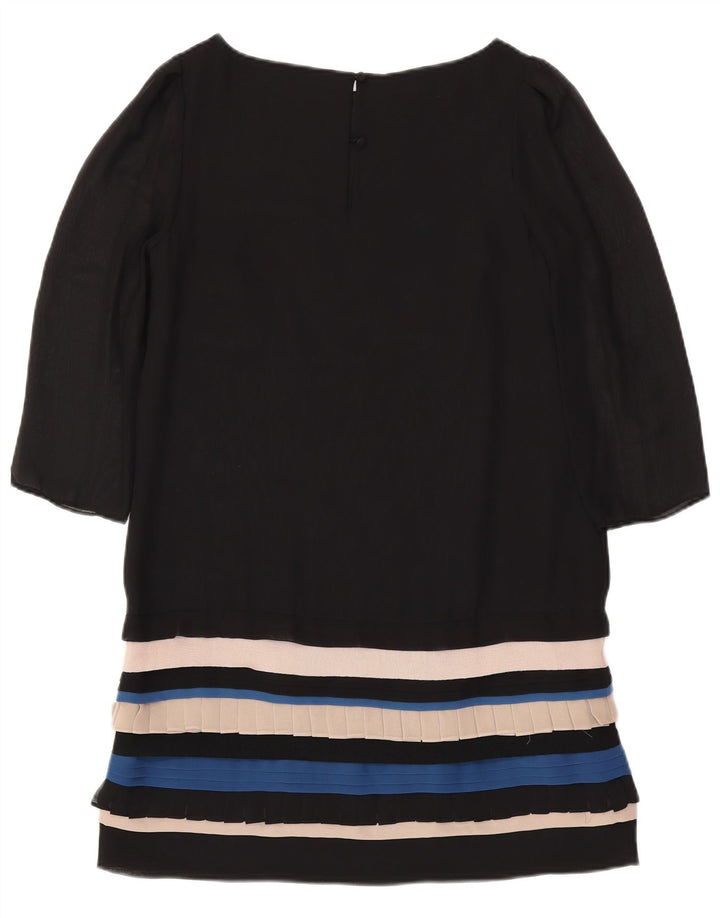 MONSOON ženska plašt haljina 3/4 rukava UK 12 srednje crna na pruge