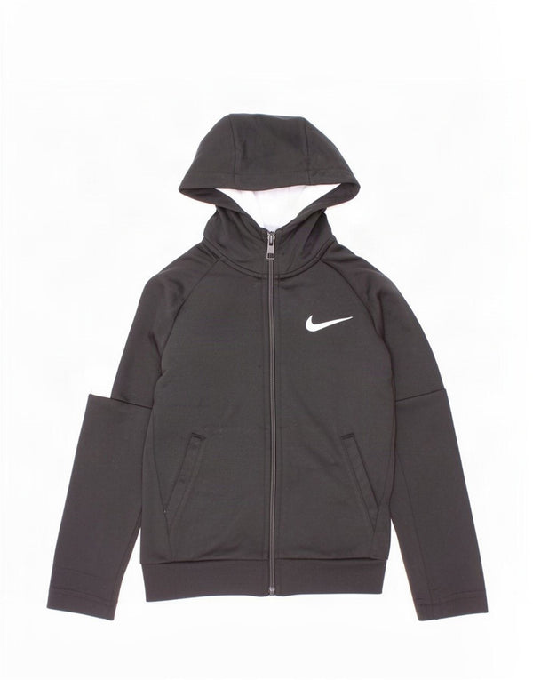 Nike dječački pulover s kapuljačom s patentnim zatvaračem 4-5 godina mali crni poliester u boji