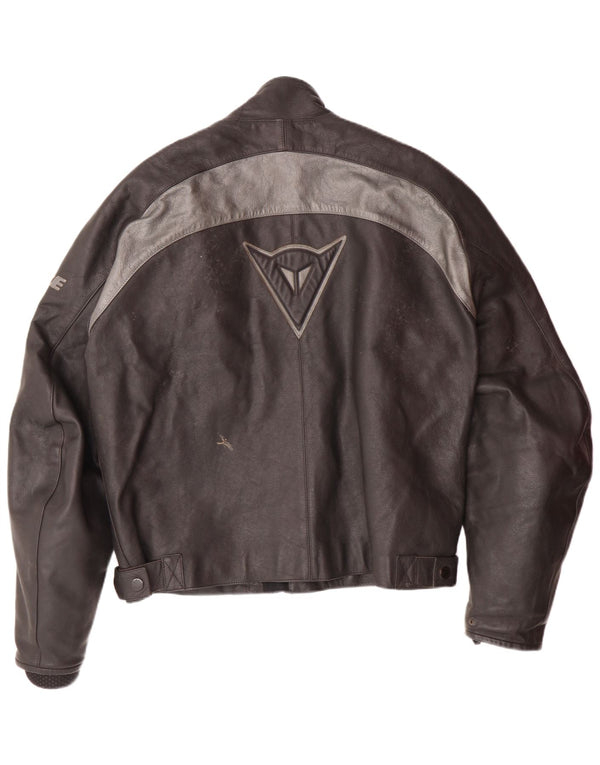 DAINESE muška trkaća jakna s grafičkim motivima, veličina 54, velika crna koža u blokovima boja