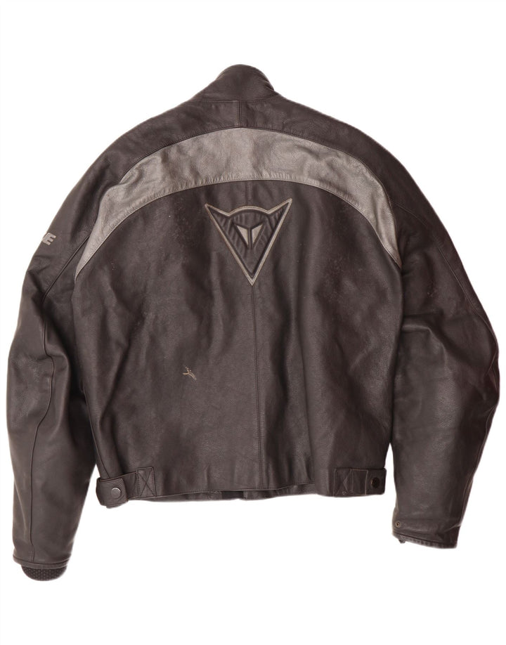 DAINESE muška trkaća jakna s grafičkim motivima, veličina 54, velika crna koža u blokovima boja