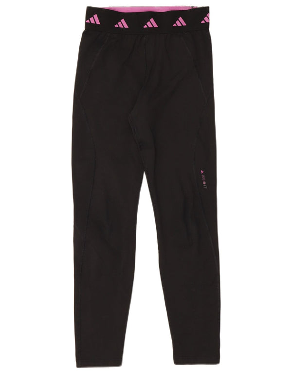 Adidas Girls Aeroready Graphic Leggings 13-14 Years Black Poliester
