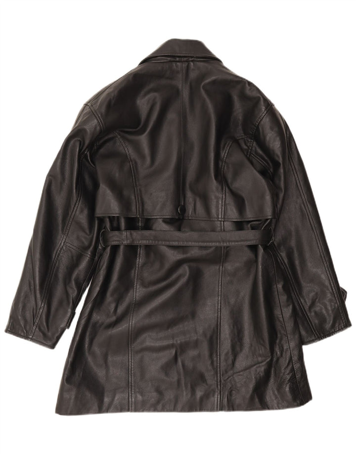 Santini ženski kožni kaput UK 14 srednje crna koža