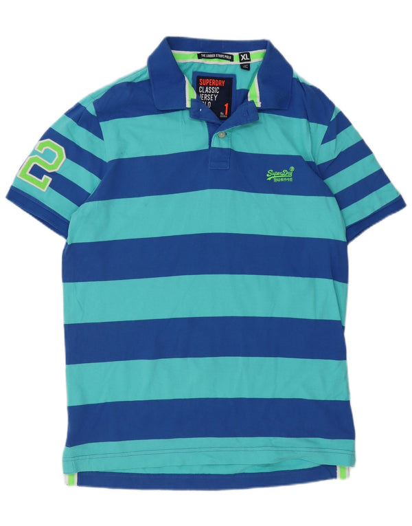 Superdry muška klasična polo majica XL s plavim prugama, pamuk
