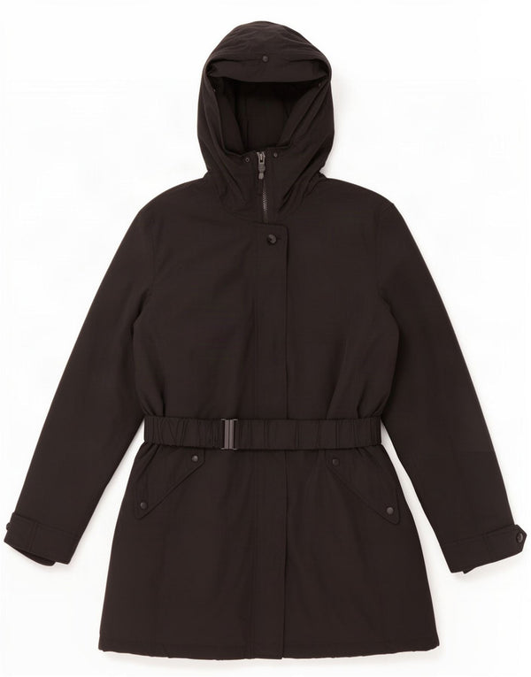 Zara ženski podstavljeni kaput s kapuljačom UK 18 XL crni pamuk