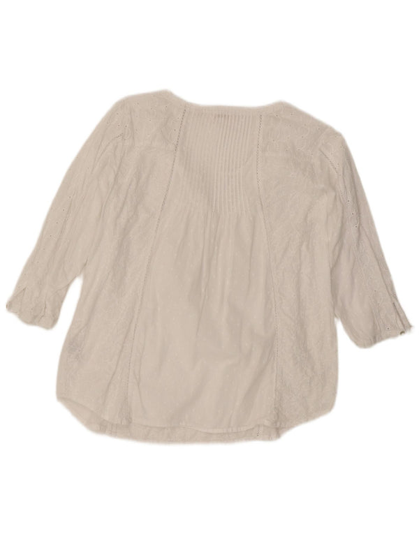 Fat Face Ženska majica s 3/4 rukavima UK 12 Medium White Floral Cotton