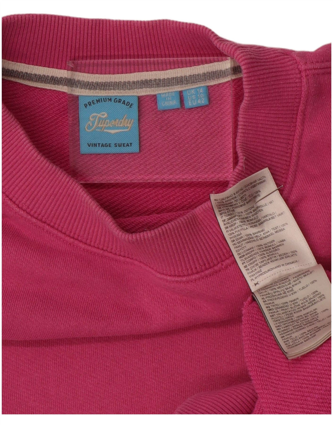 SUPERDRY Ženska prekomjerna majica s kratkim rukavima UK 14 Veliki ružičasti pamuk