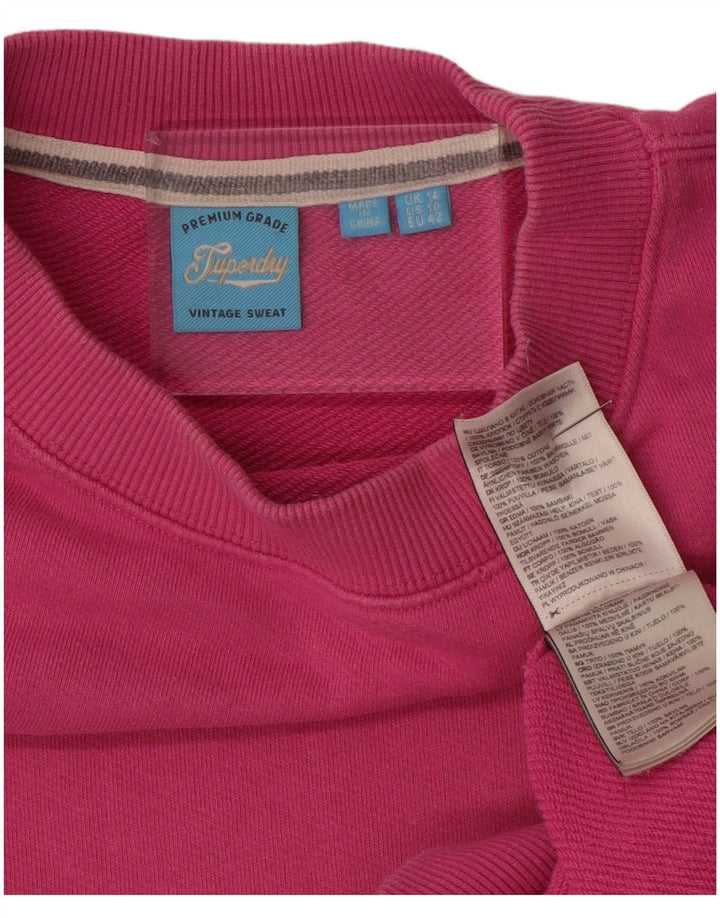 SUPERDRY Ženska prekomjerna majica s kratkim rukavima UK 14 Veliki ružičasti pamuk