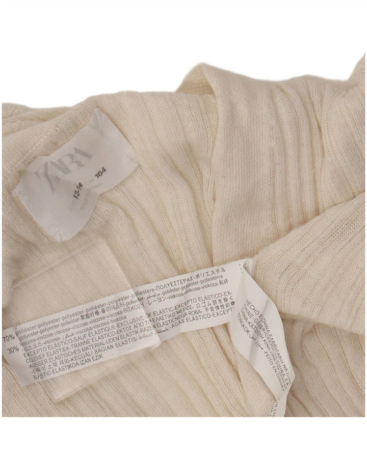 Dugački kardigan pulover Zara za djevojčice 13-14 godina, bež poliester