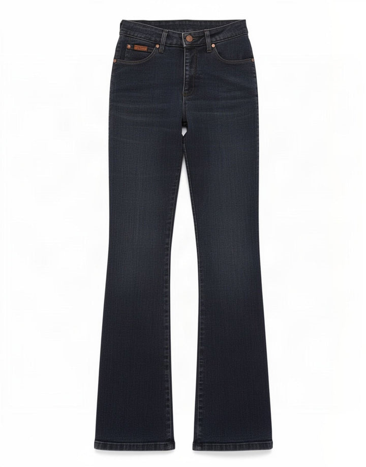 Wrangler ženske traperice Regular Bootcut W28 L32 tamnoplavi pamuk