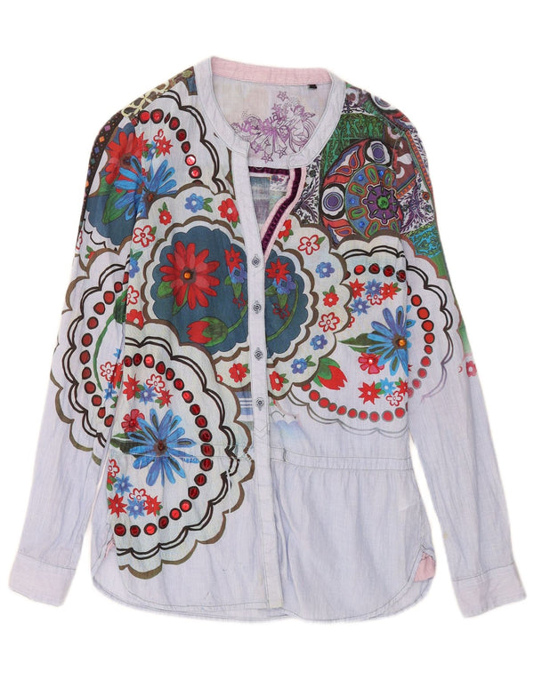 Desigual ženska grafička košulja bluza UK 10 Mala plava cvjetna pamuk
