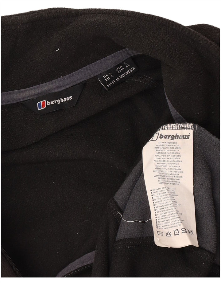 Berghaus muški džemper od flisa s patentnim izrezom, veliki crni poliester u boji