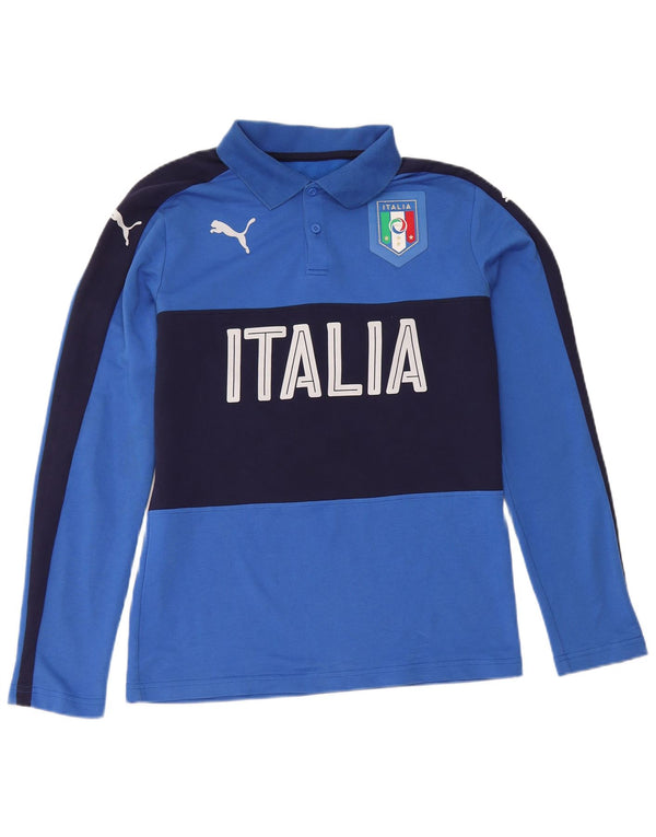 Puma Mens Italia Graphic polo majica dugih rukava srednje plave boje