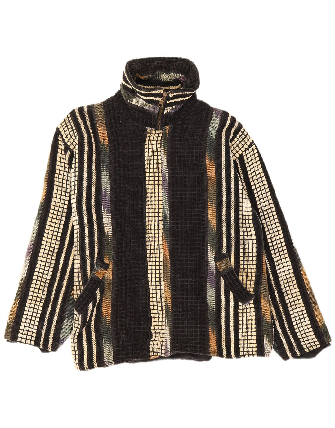 Vintage muška bomber jakna UK 38 pamuk srednje crne pruge