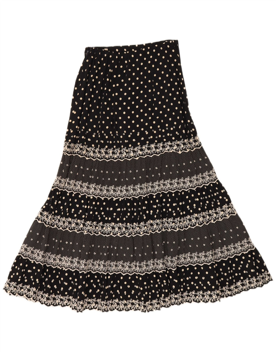 Vintage ženska ciganska suknja W28 srednje crna na točkice