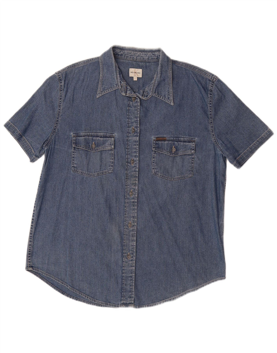 CALVIN KLEIN JEANS Ženska traper košulja kratkih rukava UK 18 XL plavi pamuk