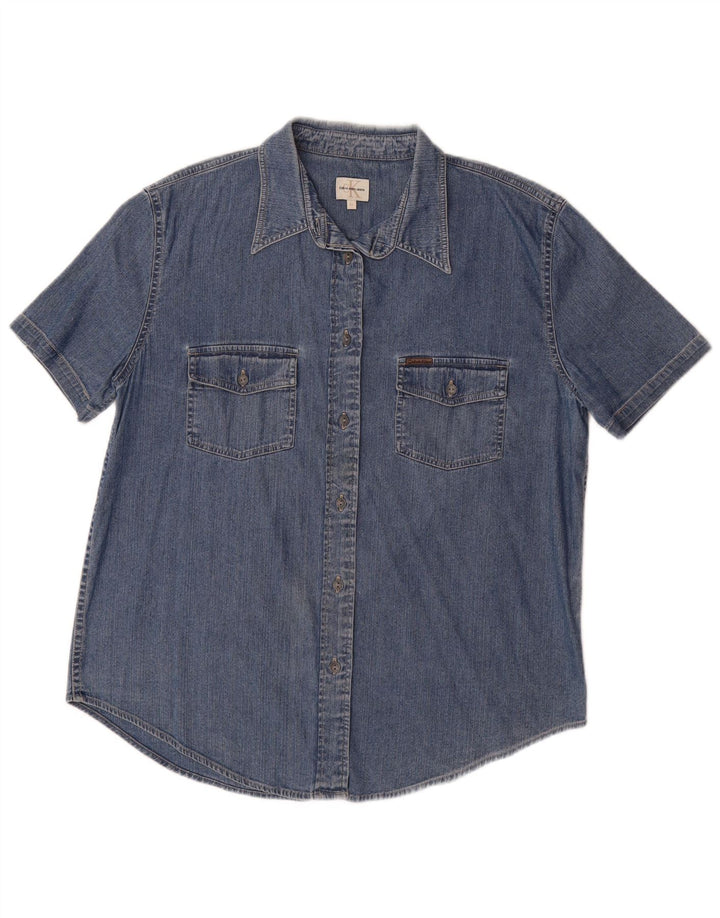 CALVIN KLEIN JEANS Ženska traper košulja kratkih rukava UK 18 XL plavi pamuk