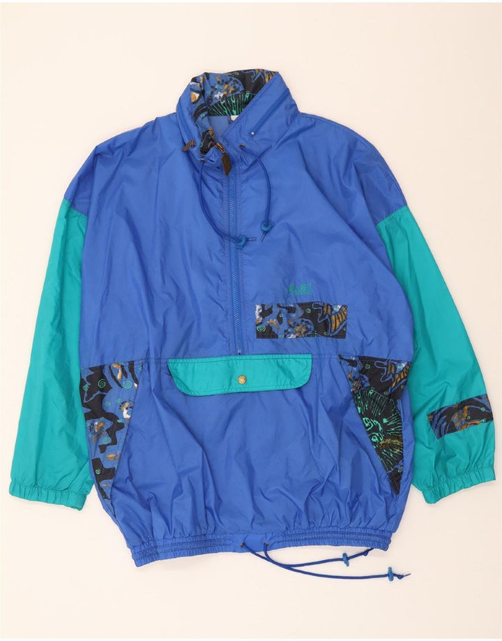 ALEX Mens Hooded Pullover Rain Jacket UK 40 Large Blue Colourblock Vintage ALEX and Second-Hand ALEX from Messina Hembry 