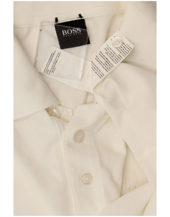 HUGO BOSS Mens Polo Shirt XL White Cotton