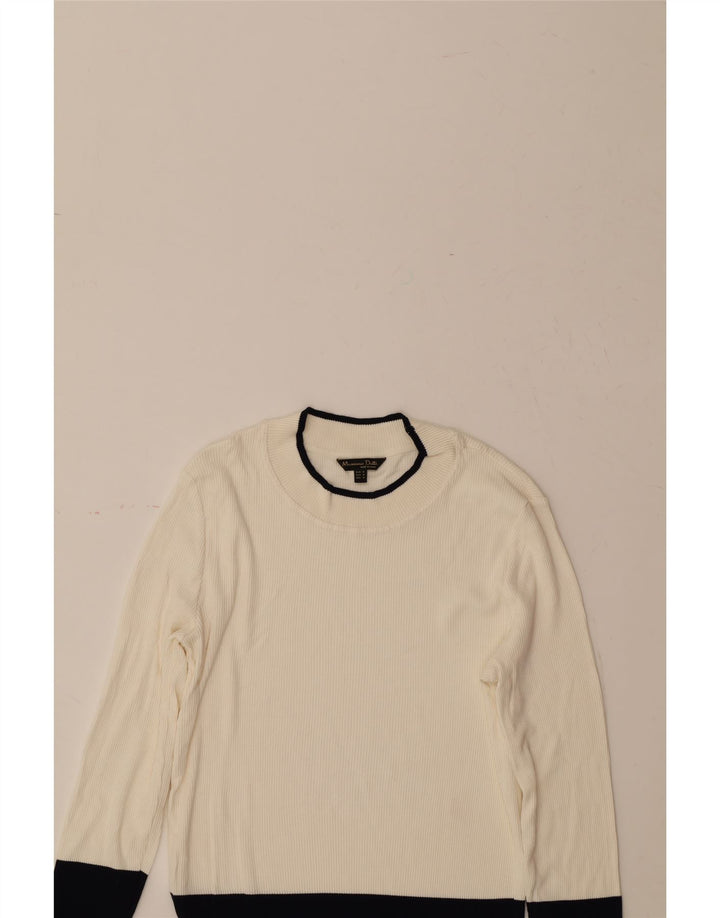 MASSIMO DUTTI Womens Crew Neck Jumper Sweater UK 12 Medium White Vintage Massimo Dutti and Second-Hand Massimo Dutti from Messina Hembry 