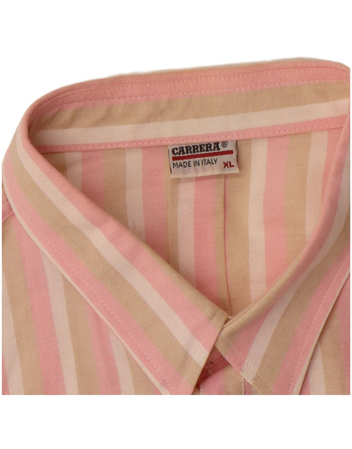 CARRERA Mens Shirt XL Pink Striped Cotton