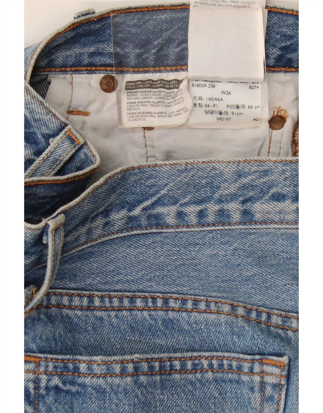 LEVI'S Ženske 501 kratke traper kratke hlače W26, mali plavi pamuk