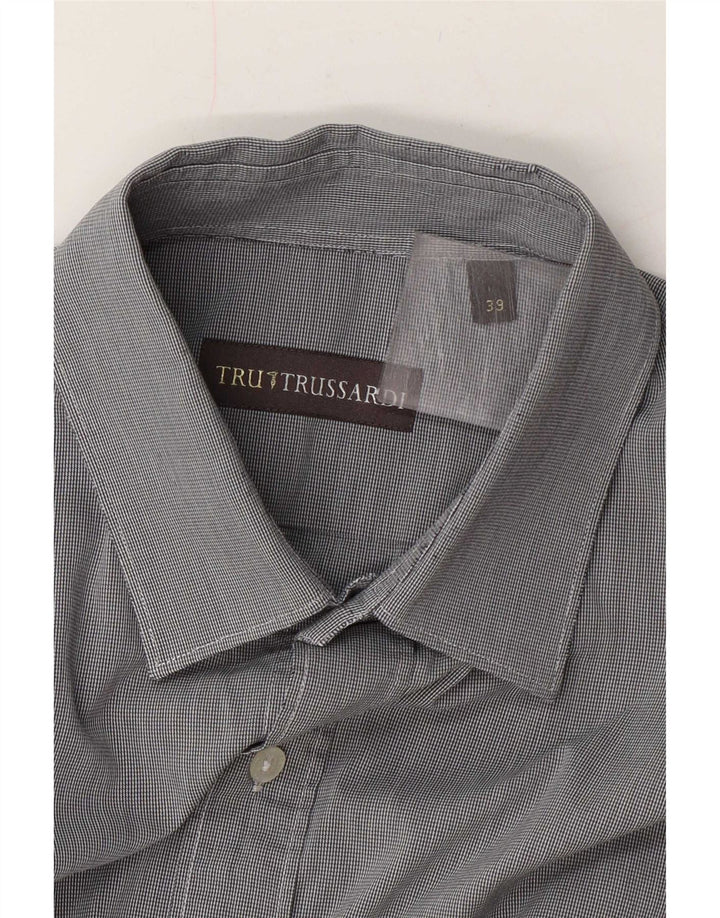 Trussardi muška košulja, veličina 39, srednje siva, houndstooth