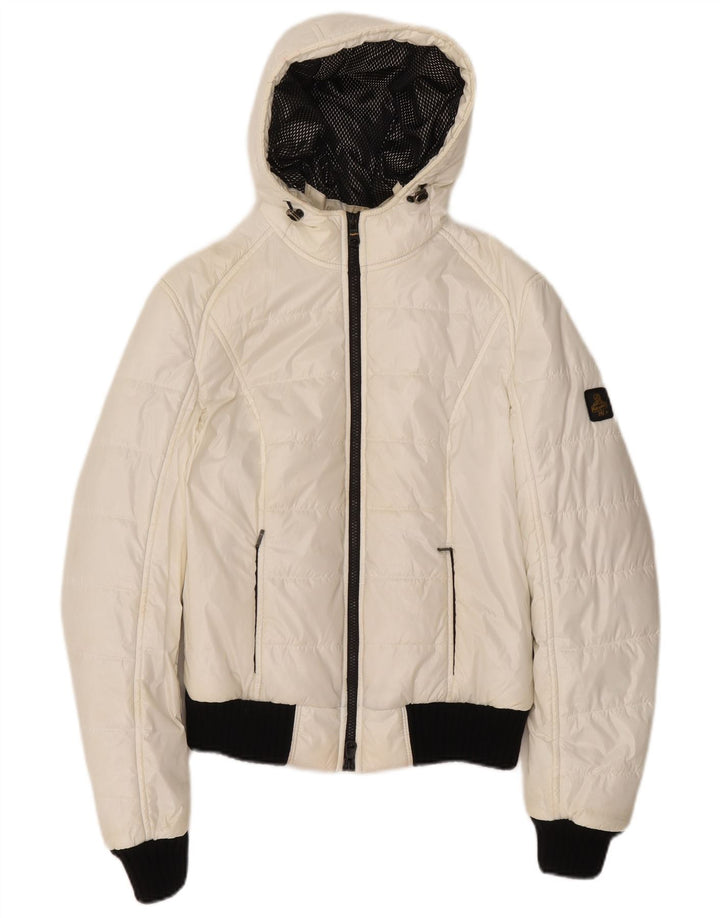Refrigiwear ženska jakna bomber s kapuljačom podstavljena UK 14 veliki bijeli poliester