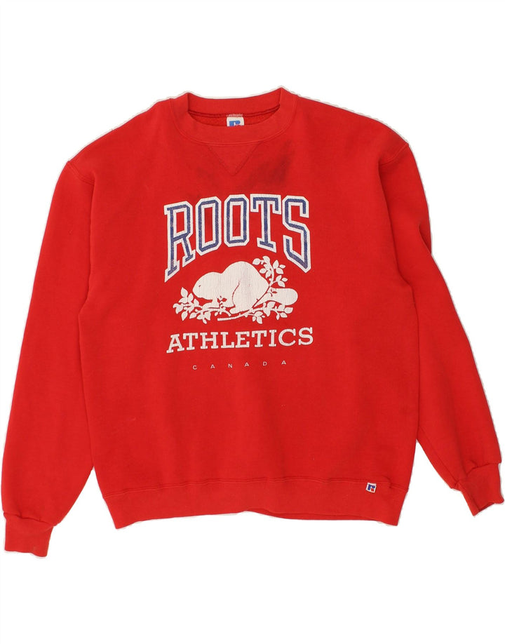 RUSSELL ATHLETIC Womens Graphic Sweatshirt Jumper UK 18 XL Red Polyester | Vintage Russell Athletic | Thrift | Second-Hand Russell Athletic | Used Clothing | Messina Hembry 