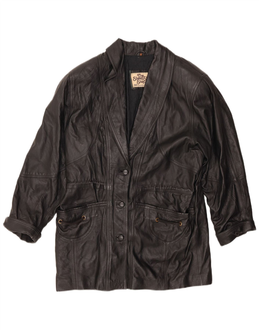 Vintage ženski kožni kaput EU 44 XL crna koža