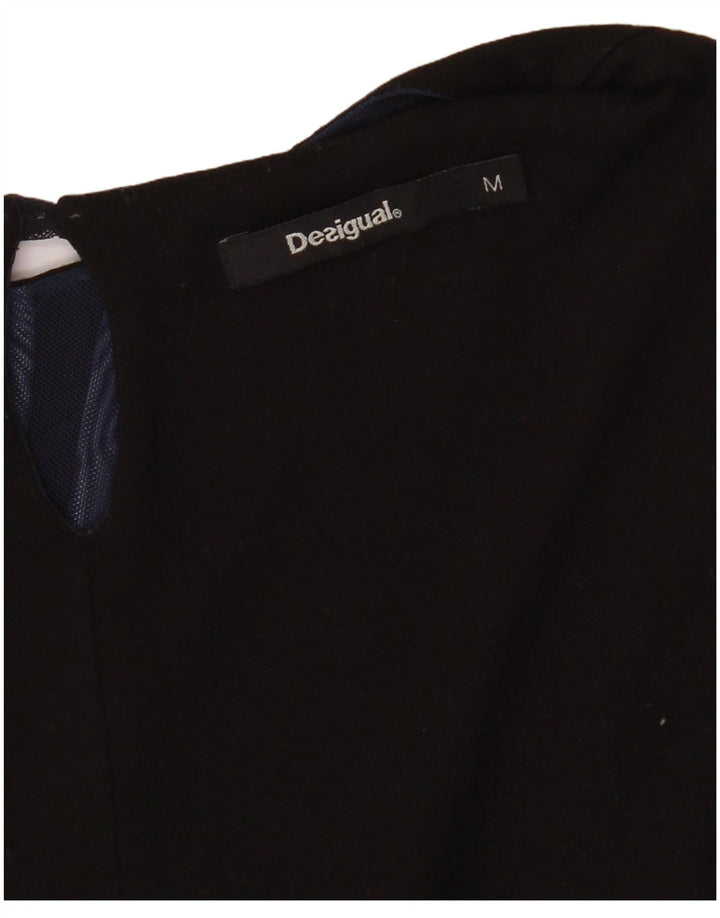 DESIGUAL ženski gornji dio bluze dugih rukava UK 12 srednje tamnoplave cvjetne boje