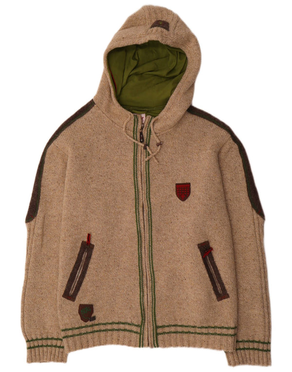 Spieth & Wensky muški kardigan pulover s kapuljačom 3XL bež boje od vune