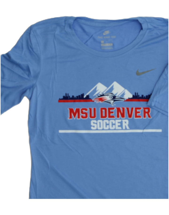 NIKE Womens Graphic T-Shirt Top UK 12 Medium Blue Polyester Vintage Nike and Second-Hand Nike from Messina Hembry 