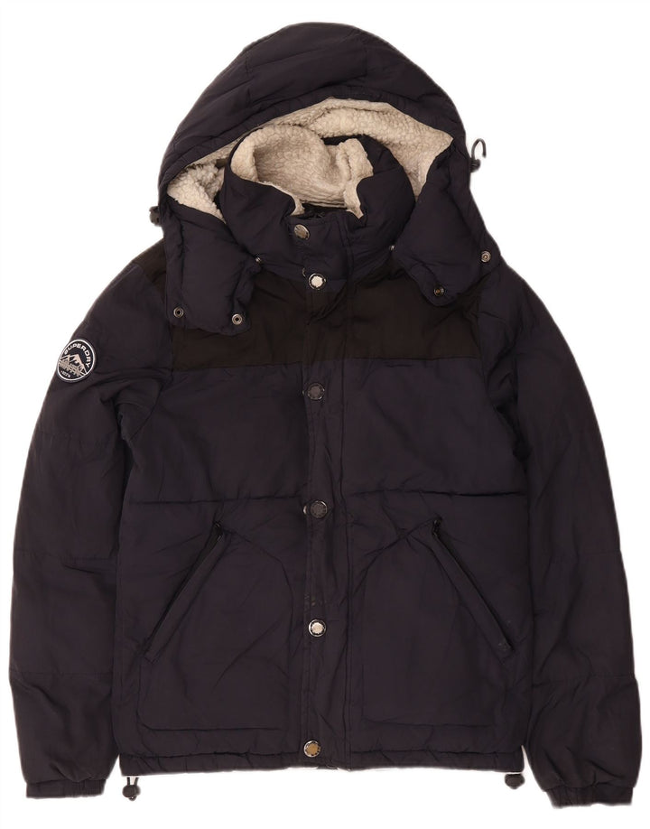 Superdry muška podstavljena jakna s kapuljačom UK 36 Mala tamnoplava poliester
