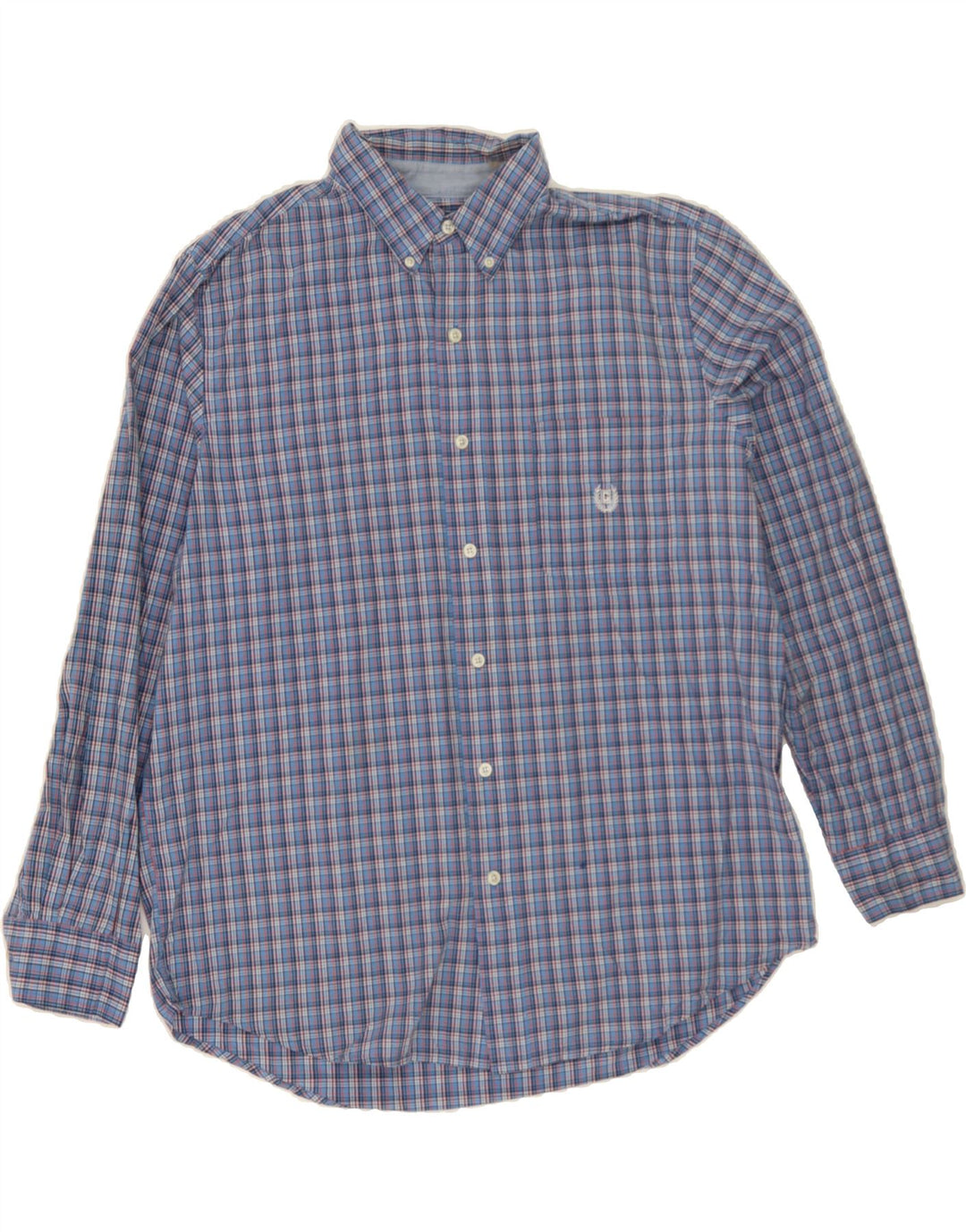 CHAPS Mens Shirt Large Blue Check Cotton Vintage Chaps and Second-Hand Chaps from Messina Hembry 