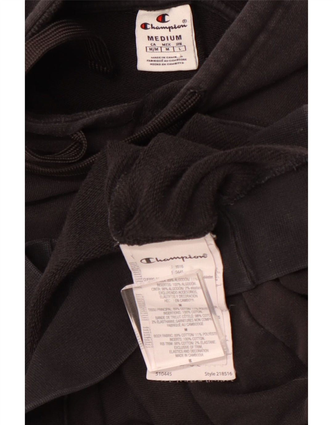 CHAMPION Muška majica s kapuljačom Srednji crni pamuk