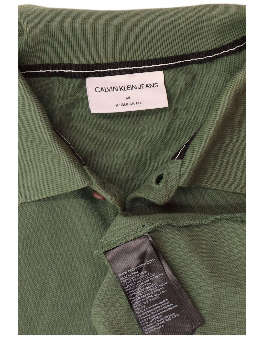 CALVIN KLEIN JEANS Muška polo majica regularnog kroja srednje veličine kaki pamuk