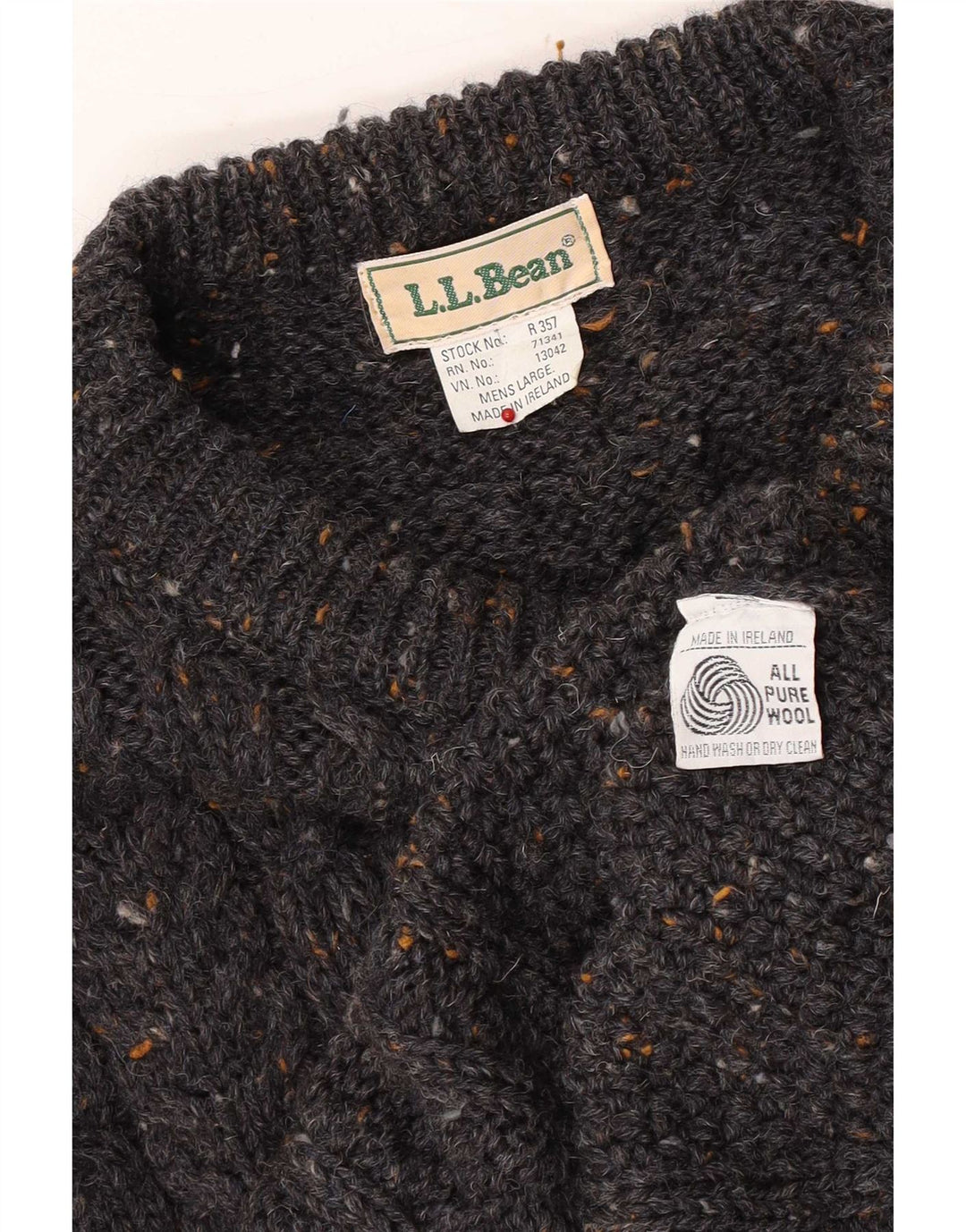 L.L.Bean muški džemper s lađastim izrezom, veliki sivi vuneni džemper