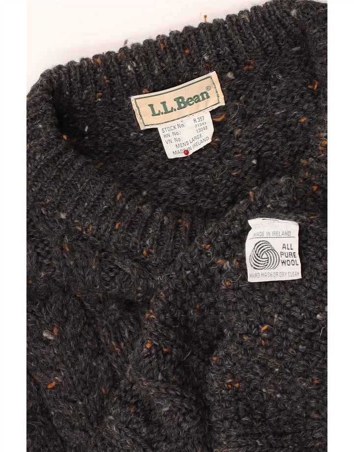 L.L.Bean muški džemper s lađastim izrezom, veliki sivi vuneni džemper