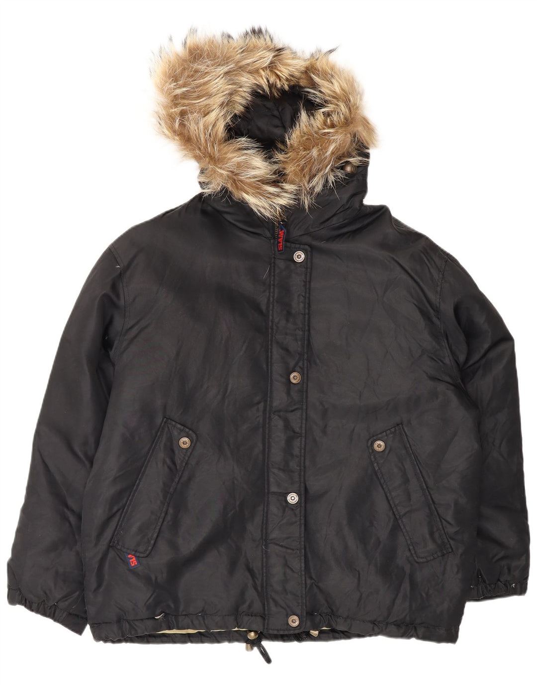 Slam ženska prevelika podstavljena jakna s kapuljačom UK 14 Srednji crni najlon