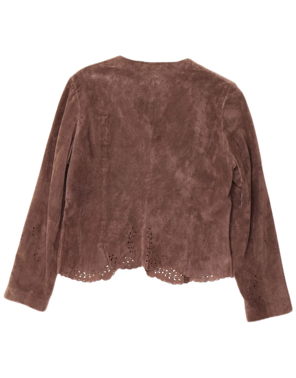 MONSOON ženska jakna sa jaknom od antilopa UK 16 velika smeđa koža