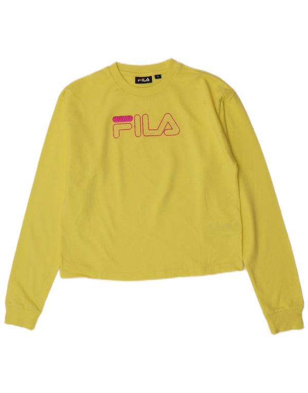 Fila ženska majica dugih rukava s kratkim rukavima UK 14 Srednje žuti pamuk